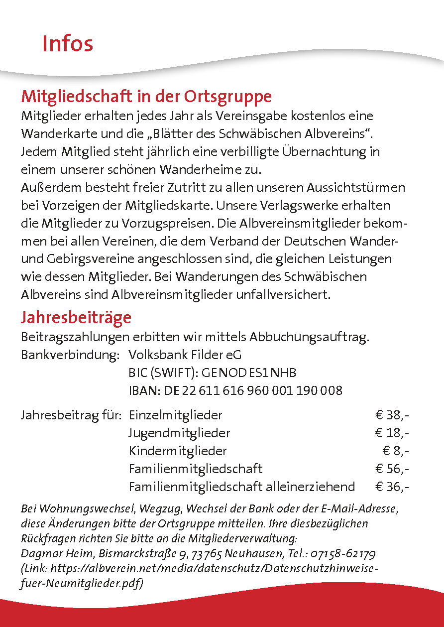 Infos - Mitgliedschaft, Jahresbeitrag